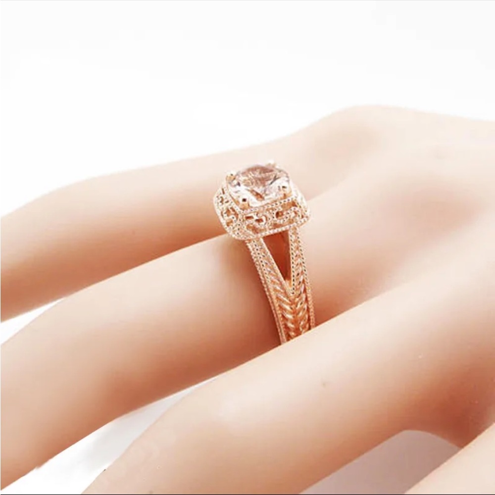 New Women’s Rose Gold Plated Diamond Ring - Picture 3 of 4